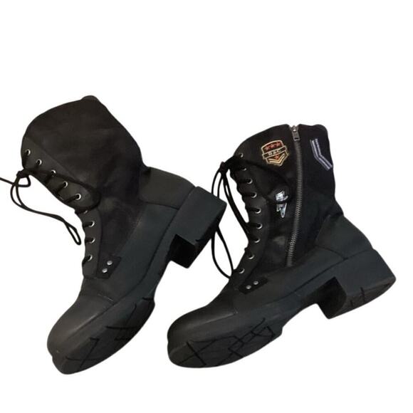 Rock & Candy Womens Combat Boots US 10 Vegan Leather Black NEW Emo Punk Grunge - Picture 1 of 6